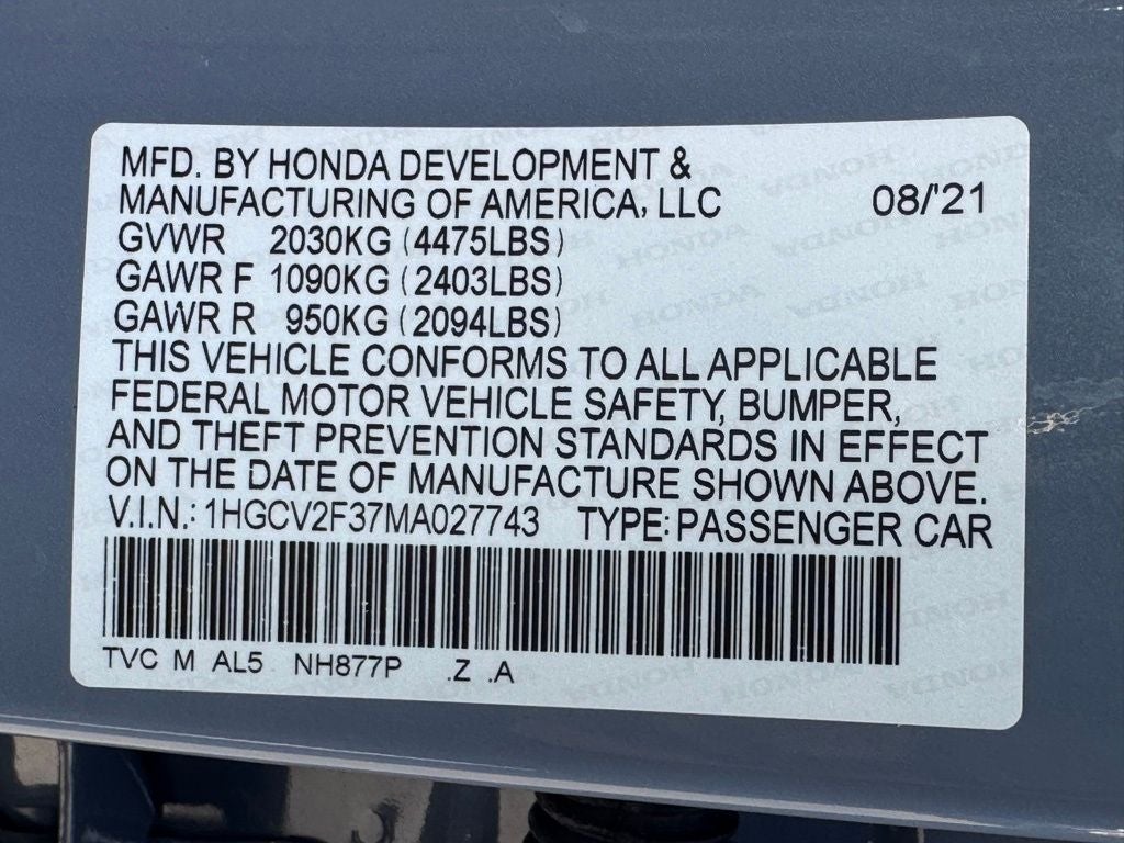 2021 Honda Accord Sport 2.0T