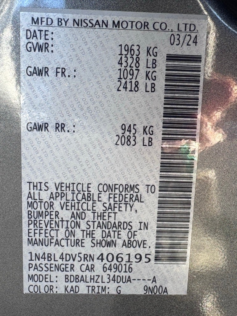 2024 Nissan Altima 2.5 SV