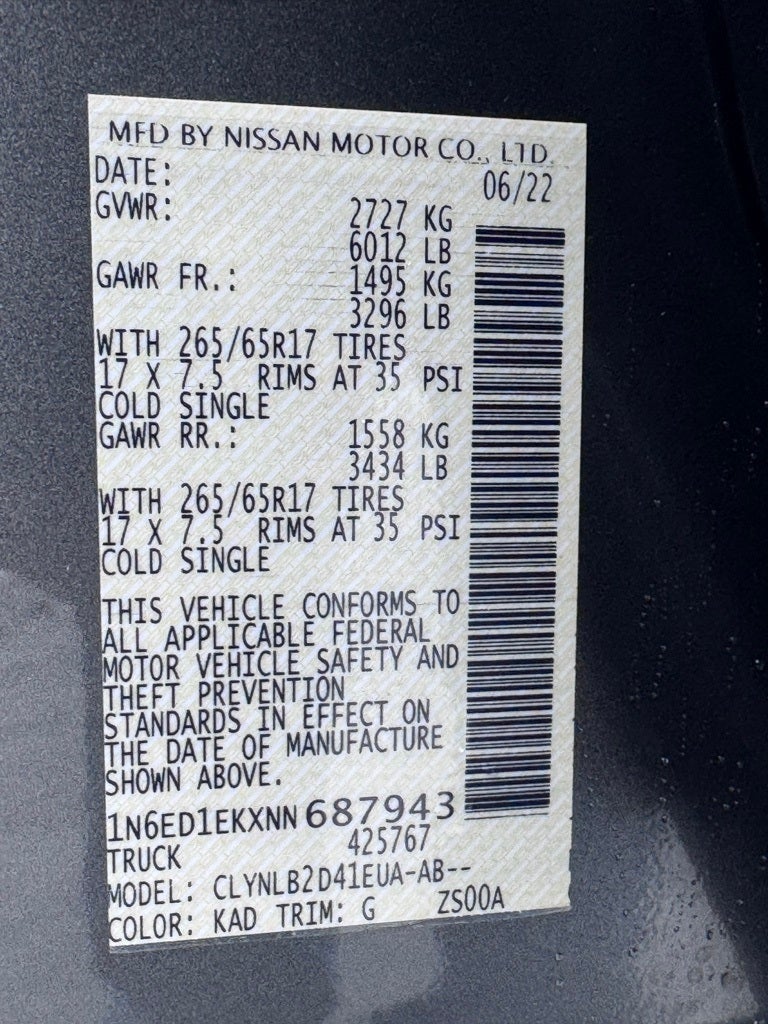 2022 Nissan Frontier SV