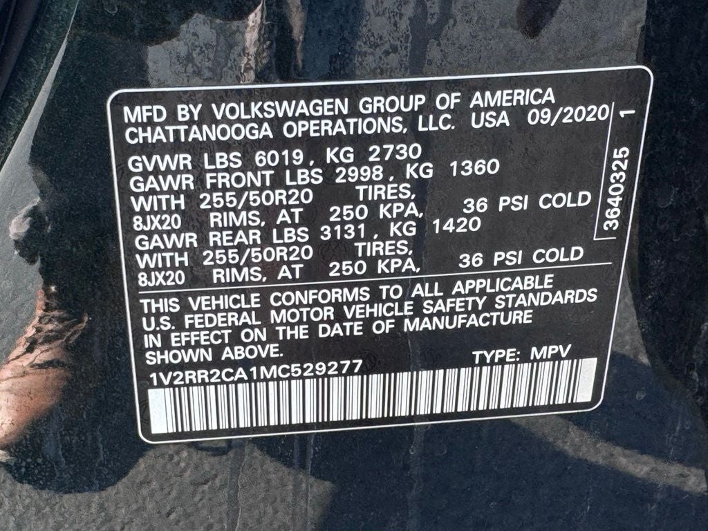 2021 Volkswagen Atlas 3.6L V6 SE w/Technology R-Line