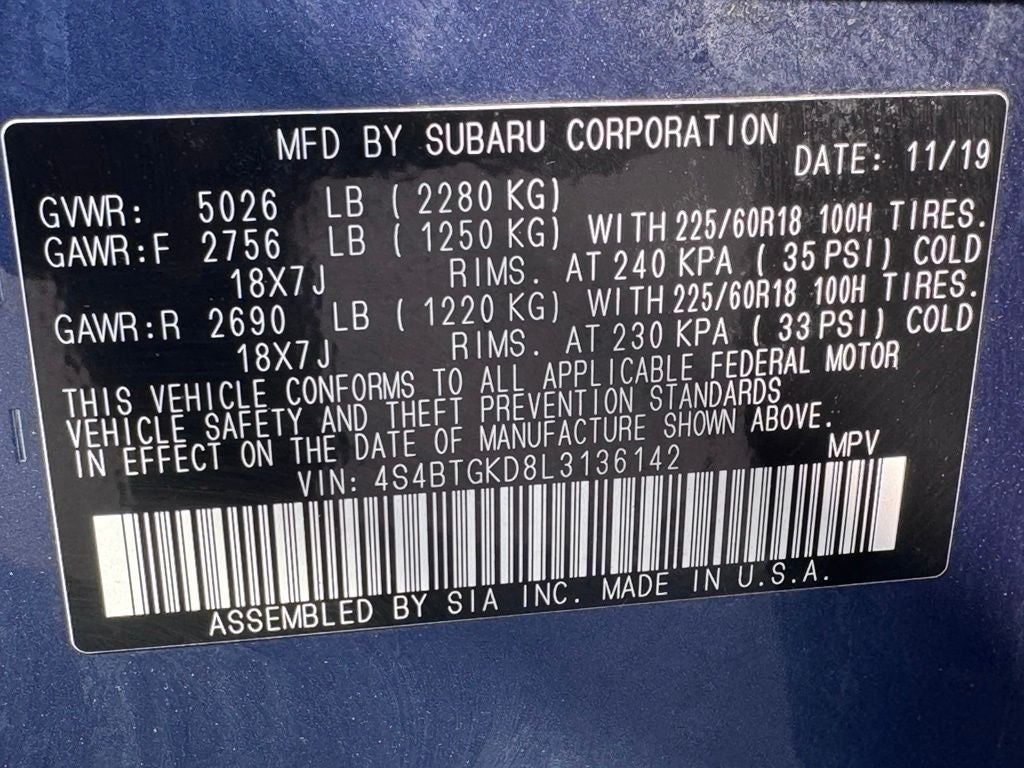 2020 Subaru Outback Onyx Edition XT
