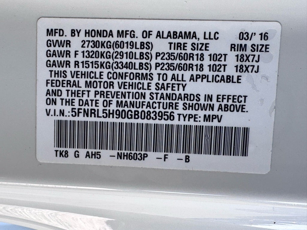 2016 Honda Odyssey Touring Elite