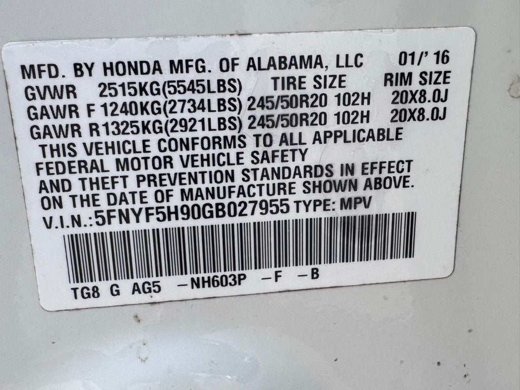 2016 Honda Pilot Touring
