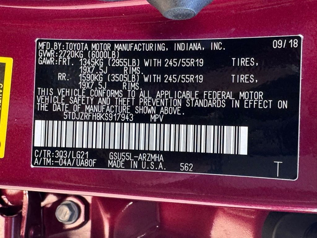 2019 Toyota Highlander SE