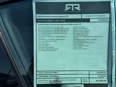 2026 Ford Mustang GT RTR Package