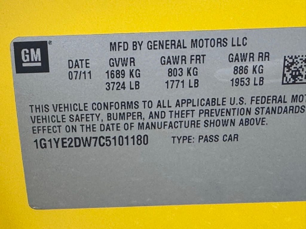 2012 Chevrolet Corvette Base 1LT