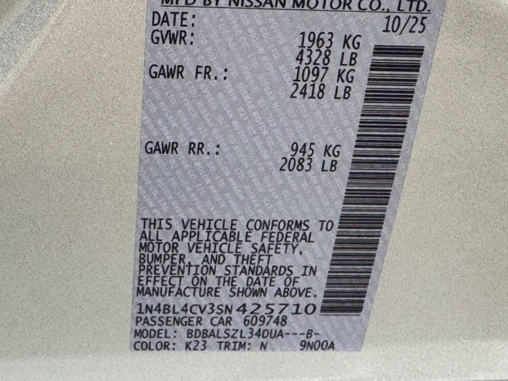 2025 Nissan Altima 2.5 SR