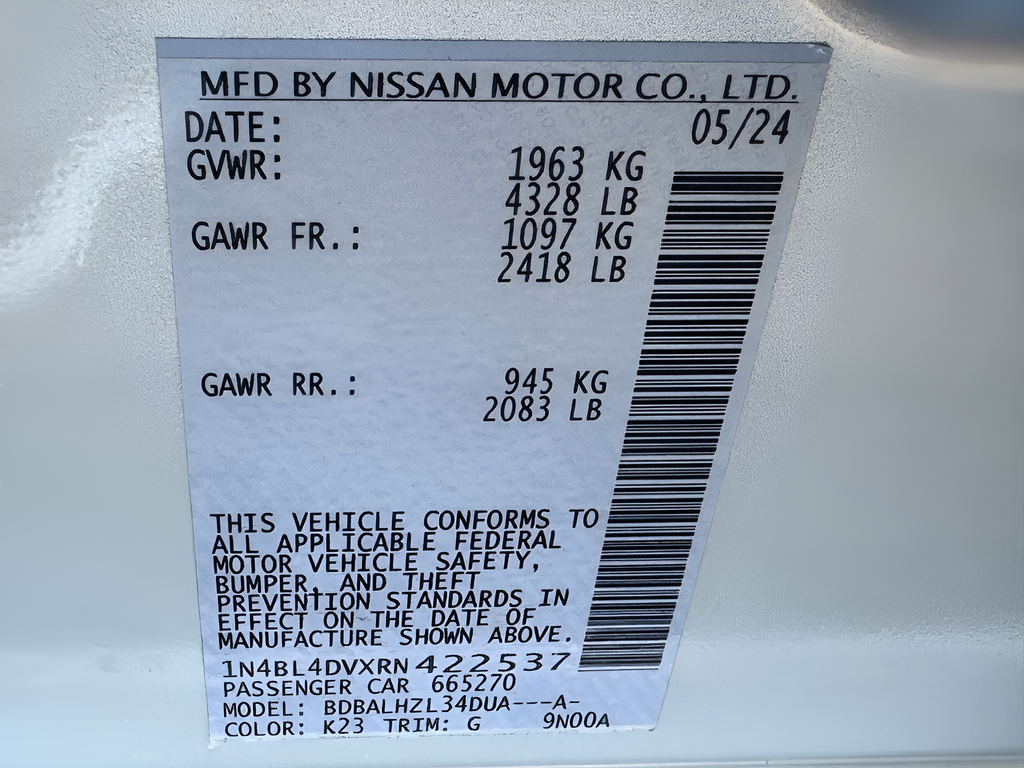 2024 Nissan Altima 2.5 SV