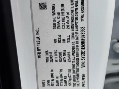 2021 Tesla Model 3 Standard Range Plus