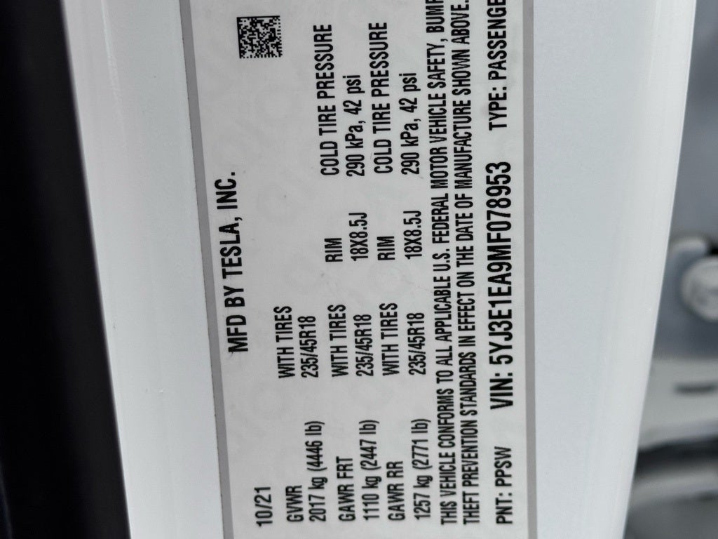 2021 Tesla Model 3 Standard Range Plus